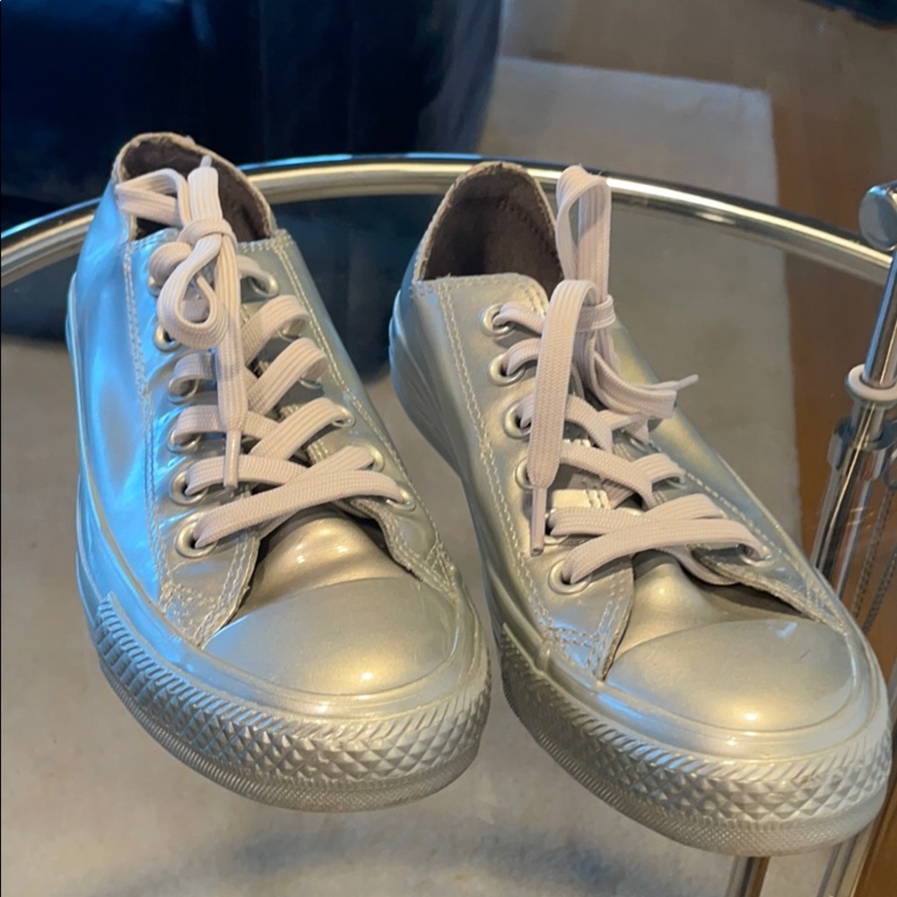 Converse All Star liquid silver metallic shoes
